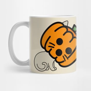 Surprised Pumpkin Mask Cat Mug